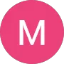 The letter m is in a pink circle on a white background.